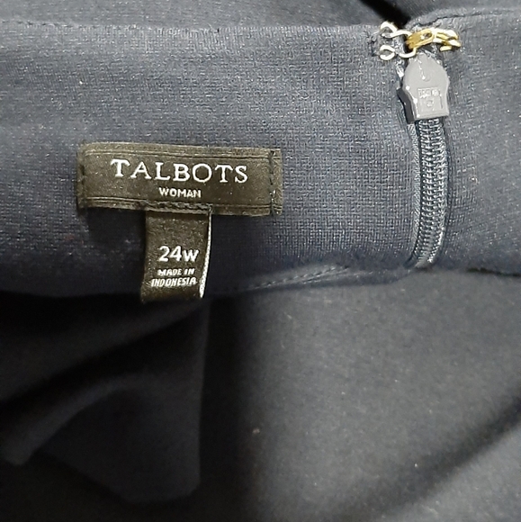 Talbots Woman's Navy Blue Dress With White Accents Plus Size 24W 3/4 Sleeve - Picture 7 of 8